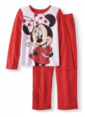 Disney Minnie Mouse Niñas Licencia Ropa de Dormir Set 2 Piezas Franela Pijama Rojo 10/12 Foto 1 de 3