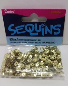 Vintage Darice Sequins Gold Cup 5mm (800 Pcs) #10043 New and Sealed Craft - Picture 1 of 6