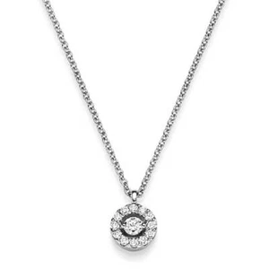 Necklace Circle From 750 White Gold With 13 Diamond 0,11 CT Tw-Si 42cm - Picture 1 of 2