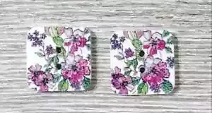 square wood buttons sewing 2 holes crafts purple green white 1/2 inch - Picture 1 of 2