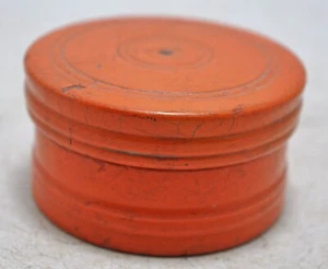 Antique Wooden Kum Kum Powder Tika Box Original Old Lacquer Painted - Picture 1 of 6