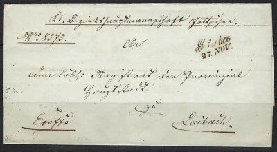 YUGOSLAVIA SLOVERIA 1852 GOTTSCHEE TO LAIBACH 1852 FOLDED LETTER - Image 1 of 2