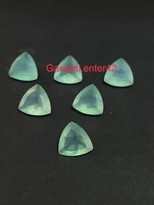 Aqua Chalcedony Faceted Trillion Cut 9x9 MM Calibrated Size Loose Gemstone E - Picture 1 of 9