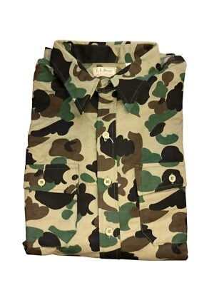 NUEVO SIN ETIQUETAS DE COLECCIÓN L.L. Camisa de camuflaje de tela de gamuza Bean para hombre 3XLT 19 Hecha en EE. UU. NOS Foto 1 de 4
