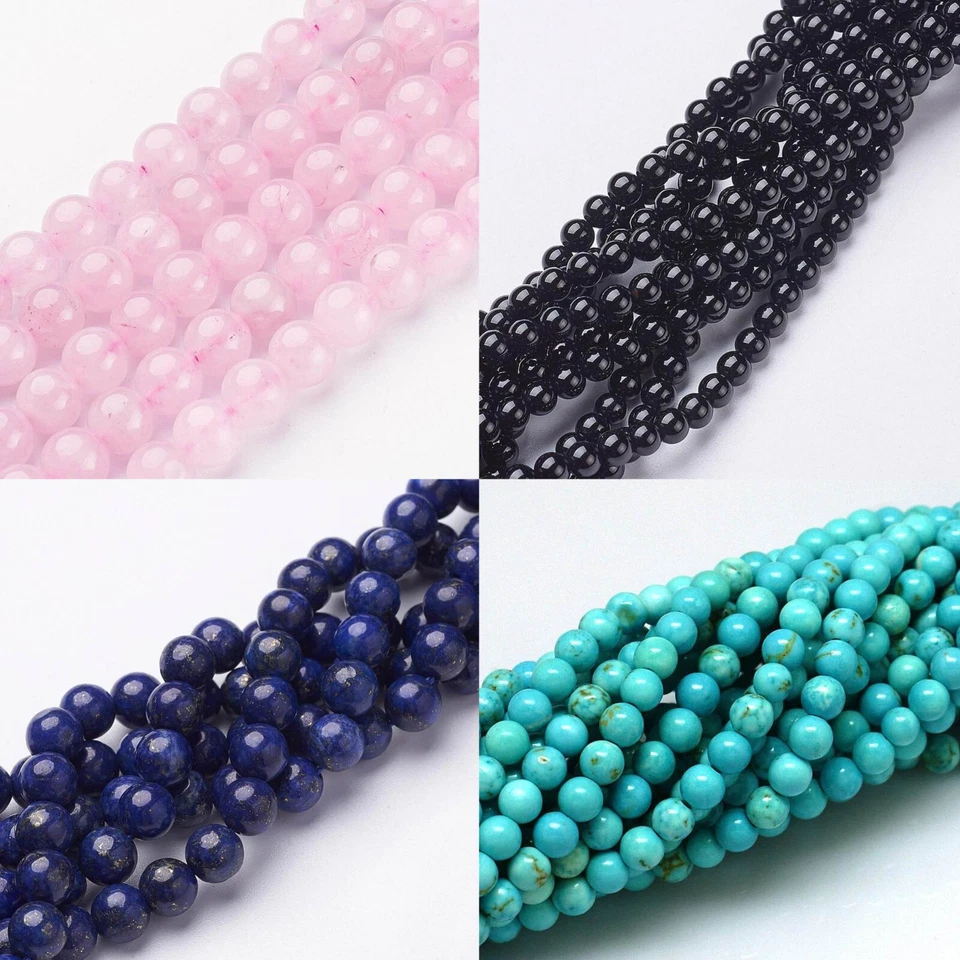 Edelstein Perlen Schmuckstein Naturstein Halbedelstein Rund 4 mm 6 mm 8 mm 10 mm - Bild 1 von 1