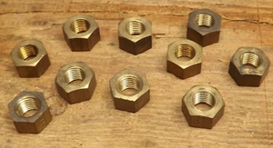 3/8 UNF Brass nut. 24 tpi. Exhaust manifold. With faced edge. 10 singles. - Picture 1 of 3