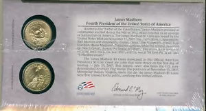 JUEGO DE 2 MONEDAS 2007-D/P JAMES MADISON $1 ACUÑADAS EN EL PRIMER DÍA DE ACUÑACIÓN - Imagen 1 de 1