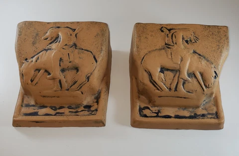 Cal Art Tile Co Pottery Corbels - California Art & Crafts END of TRAIL Fireplace Cover