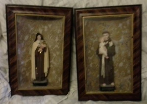 Vintage Large Pair of Shrines St Anthony and St Teresa 20 inches - Picture 1 of 11