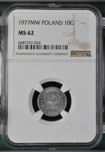Poland 10 Groszy 1977 MW NGC MS 62 - Picture 1 of 2