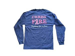 T-shirt a maniche lunghe Ceres vigili del fuoco rosa nastro blu navy M media AFL CIO CLC - Foto 1 di 6