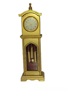 Miniature Brass Grandfather Clock As-Is Untested Needs Battery 4.5" Some Tarnish - Picture 1 of 9