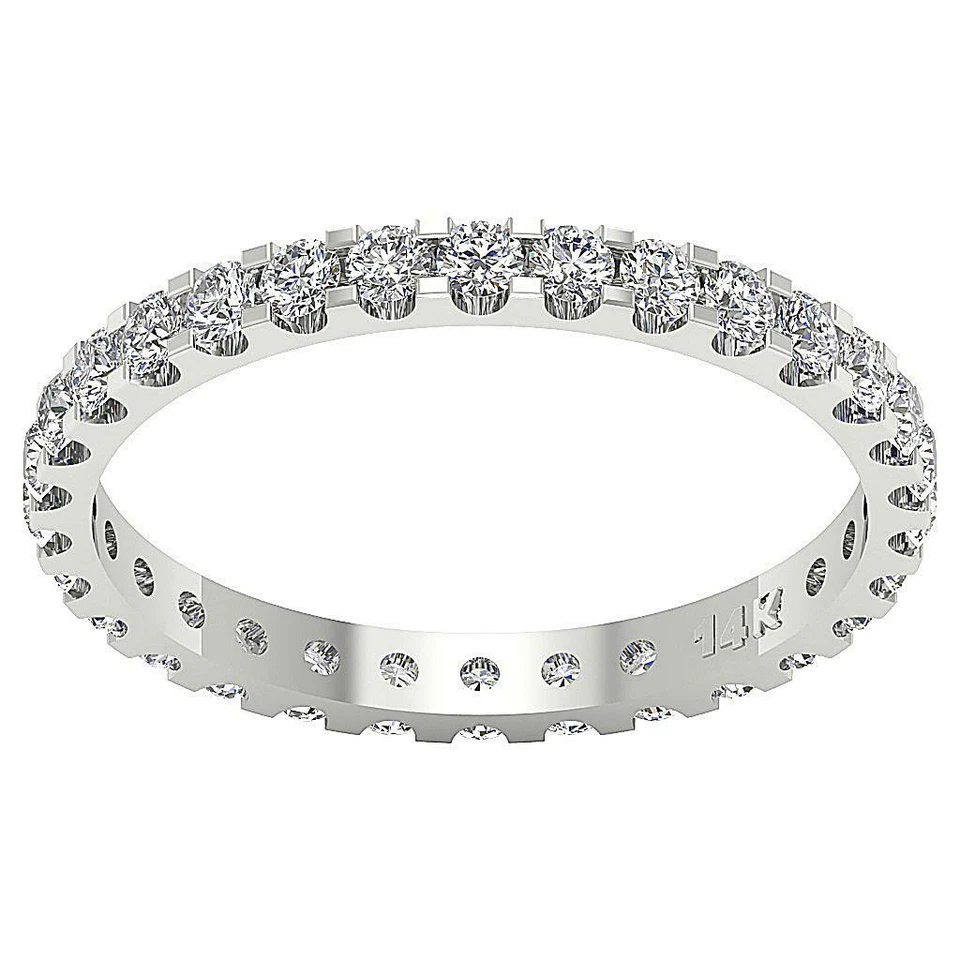 Eternity Stackable Ring SI1 G 1.30 Carat Round Cut Diamond 14K White Gold 2.70MM - Image 1 of 4