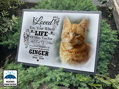Slate memorial plaque, Stone grave marker, Cemetery garden pet tribute. - Image 1 of 4