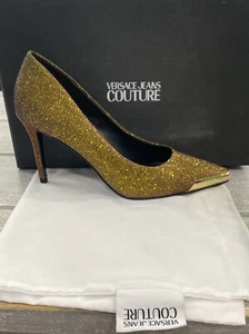 VERSACE JEANS COUTURE scarpa con tacco donna woman glitter oro size Eu 39 VJ11 - Imagen 1 de 7