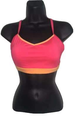 Sujetador deportivo Marika Tek acolchado correas ajustables gimnasio rosa y naranja neón talla pequeña Foto 1 de 4