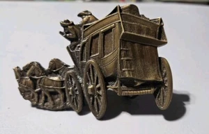 Vintage 1979 Bergamot Brass Belt Buckle Western Stage Coach Horse - Picture 1 of 3