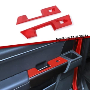 Interior Rear Door Window Lift Switch Panel Trim Cover For Ford F150 2021-22 Red - Picture 1 of 8