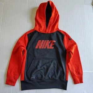 Nike Dri-Fit Boys Hoodie Size Small Orange Nike Spell Out Kangaroo Pockets - Picture 1 of 23