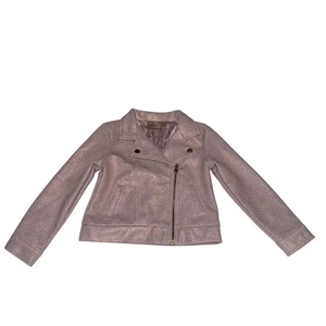 Genuine Kids By Oshkosh Girls 5T Jacket Sparkly Metallic Pink Moto Biker - Picture 1 of 5