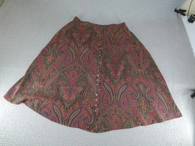 Vintage Evan Picone Skirt Womens 16W Paisley Button Front Midi Boho - Image 1 of 4