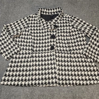 Chaqueta Ali Miles Mujer 2X Negra Blanca Pata de Gallo Tejida Botón Delantero Foto 1 de 4