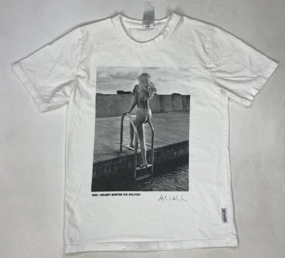 Wolford Helmut Newton Fotografía 1995 Sexy Niña Piscina Camiseta Mujer Pequeña Blanca Foto 1 de 4