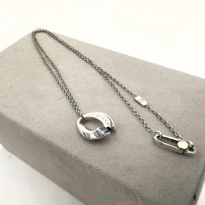 GUCCI Collana Ciondolo Topazio Blu Argento 925 Accessorio Donna Autentico - Immagine 1 di 4