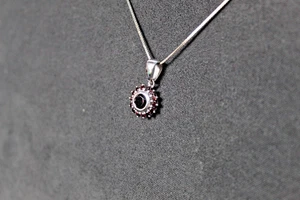 Garnet pendant necklace with Sterling Silver 17" chain made in Italy - Picture 1 of 24
