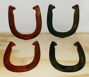 Vintage DIAMOND DULUTH DOUBLE RINGER HORSESHOE Set 2 x Green & 2 x Red 2 1/2 Lbs - Picture 1 of 4