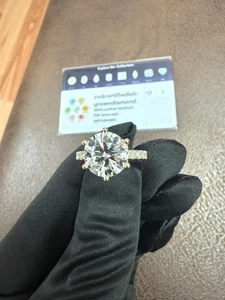 Round 3.98 Lab Grown Diamond Scalloped Pavé Ring IGI Certified 10 KT Gold - Picture 1 of 11