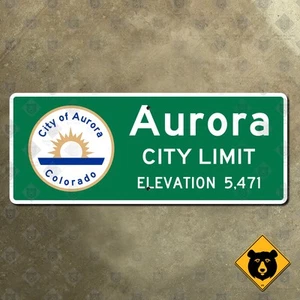 Aurora Colorado city limit boundary road highway street sign 27x11 - Picture 1 of 2