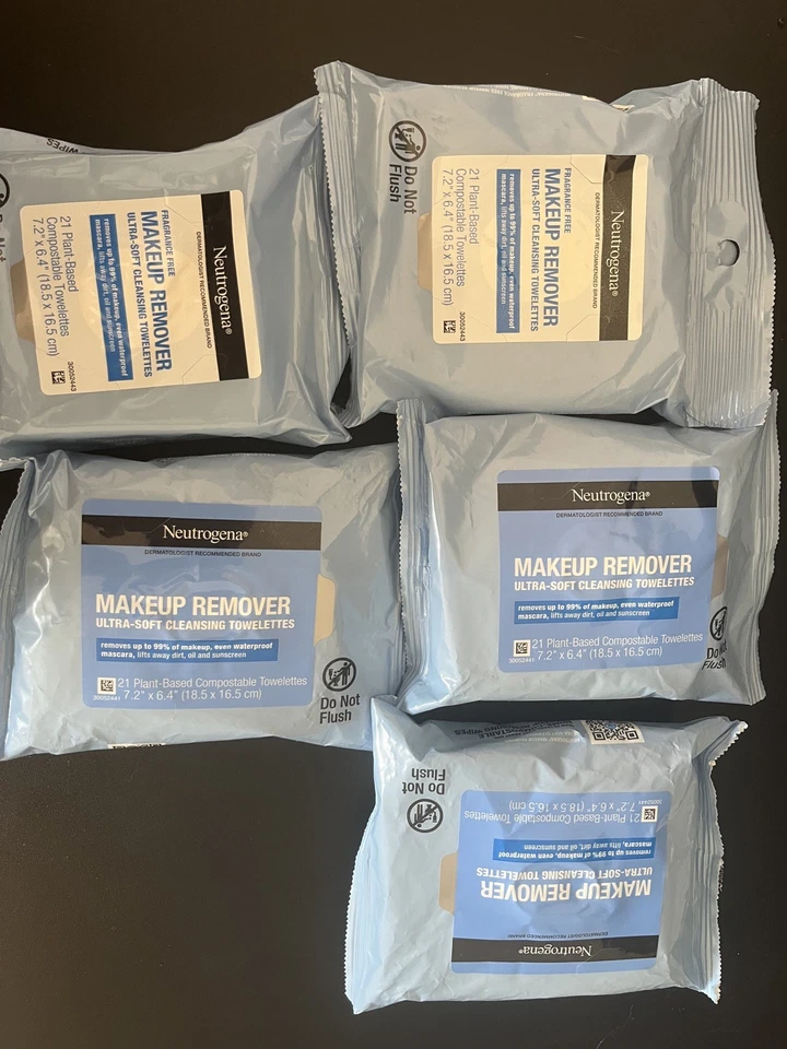 Neutrogena Makeup Remover Wipes, Ultra-Soft (Pack of 5), 105 Total Wipes - Image 1 of 1