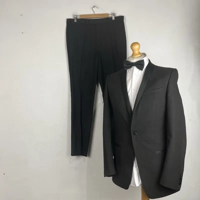 Marks and Spencer Tuxedo Dinner Suit 2 Piece Men's 38L Black 36W 33L Slim Fit - Image 1 of 4