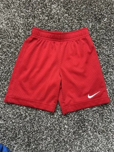 NIKE Athletic Shorts Boys Size 5 (small) Red W/ White NIKE Logo - Picture 1 of 3