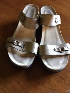 Damenschuhe Mephisto Air Relax Gold Strass Leder Keilabsatz Sandalette 41 - Bild 1 von 5