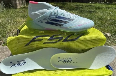 Women's 8x5 adidas F50 Elite Mid-Cut FG Soccer Cleats - (Men 7.5) Almost Blue - Image 1 of 4