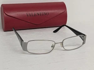 VALENTINO Eyeglasses Frame Italy Silver/Black Frame Only With Red Case Logo - Picture 1 of 8