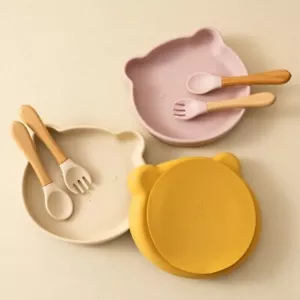 3Pcs Feeding Dishes With Silicone Tableware Sucker Training Spoon For Baby Kids - Picture 1 of 11