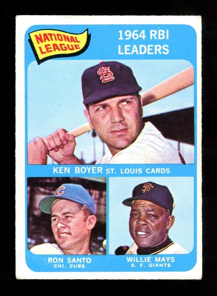 1965 TOPPS OPC O PEE CHEE BASEBALL #6 WILLIE MAYS RON SANTO K BOYER EX+ Leaders - Image 1 of 2