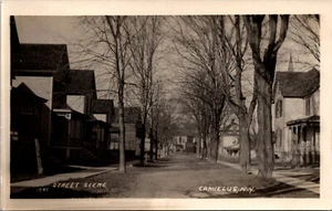 Camillus, New York, Straßenszene, Onondaga Co, Echtfoto Postkarte RPPC - Bild 1 von 4