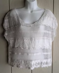Damen S Kirra Pullover Ärmellos Elfenbein Lagenlook Häkelspitze Oberteil Brustumfang 39" - Bild 1 von 8