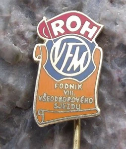 Antique VFM Frydek Mistek Metal Works VIII Trade Union Conference ROH Pin Badge - Picture 1 of 2