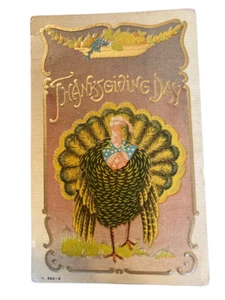 Thanksgiving Day Postcard Embossed Unposted Turkey Patriotic T 620-2 Antique - Picture 1 of 6