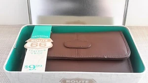 Vintage looking Metal Tin Box Route 66 Collectible/Genuine Leather Trim Wallet - Picture 1 of 10