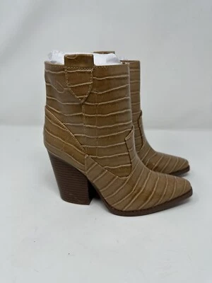 Qupid Slay-66 Women's Size 5.5 Ankle Bootie Caramel Croco PU New Tan Brown - Image 1 of 4