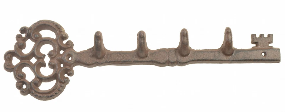 Import Wholesales Cast Iron Wall Hook Rack Antique Skeleton Key Style 4 Hooks
