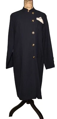 Vestido chaqueta vintage MARKWALD forrado mezcla de lana azul marino con botones delanteros para mujer talla 12 Foto 1 de 3