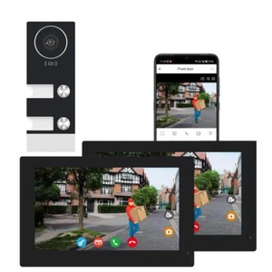 TUYA Smart Phone Unlock 2 Units WIFI 4PIN Wired Video Doorbell with 7"10" Screen - Picture 1 of 16