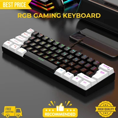 Mechanical Keyboard RGB Gaming Keyboard Colour Backlit 61 Keys Wired USB-C - Image 1 of 4
